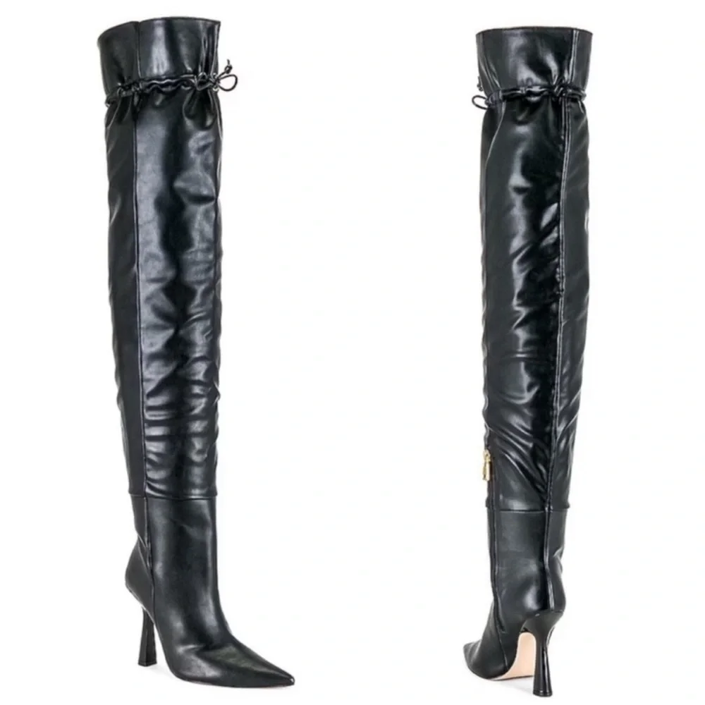 NWB Good American Carla Sleek Black Over-the-Knee Boots